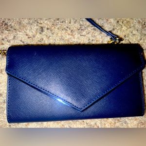 Small blue New York & Company wallet/clutch with removable strap